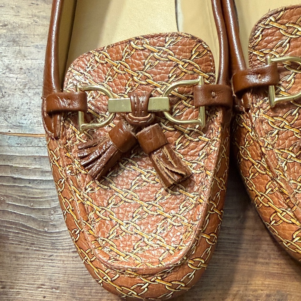 Talbots Brown Textured Loafers with Tassels - Picture 2 of 5